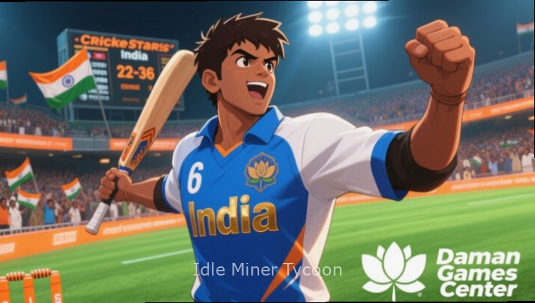 Idle Miner Tycoon gameplay showing mine management interface with Hindi options
