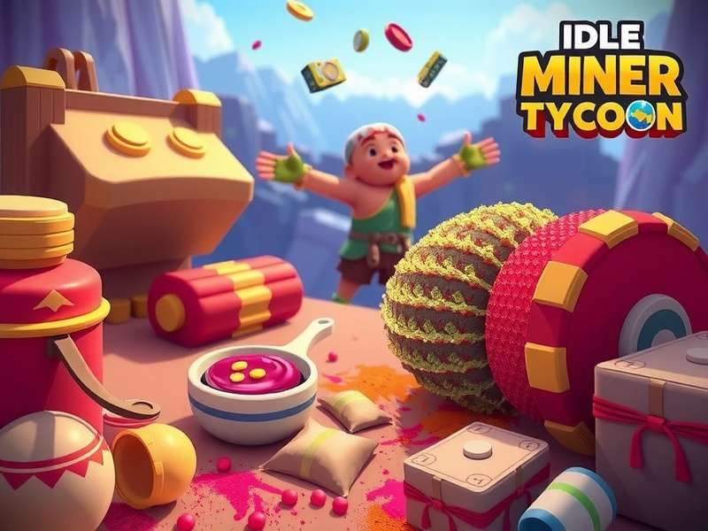 Idle Miner Tycoon - Holi Event Idle Miner Tycoon Holi event with colorful mining equipment and gulal packets